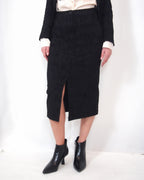 GONNA LONGUETTE NERA CON TEXTURE JACQUARD "OFFICE CHIC"