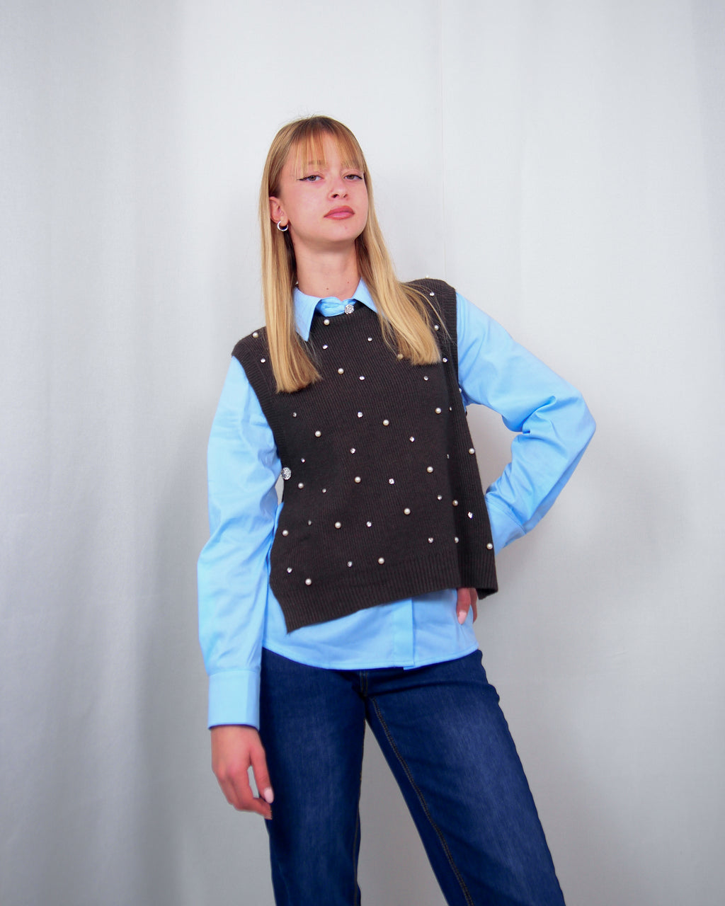 GILET IN MAGLIA DONNA CON APPLICAZIONI SUSY MIX