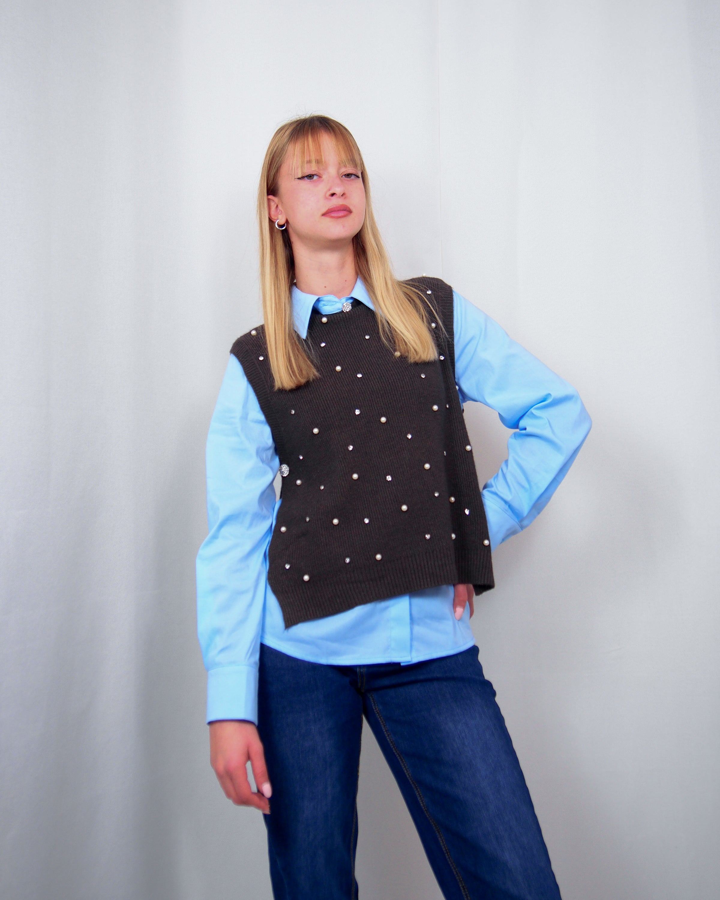GILET IN MAGLIA DONNA CON APPLICAZIONI SUSY MIX