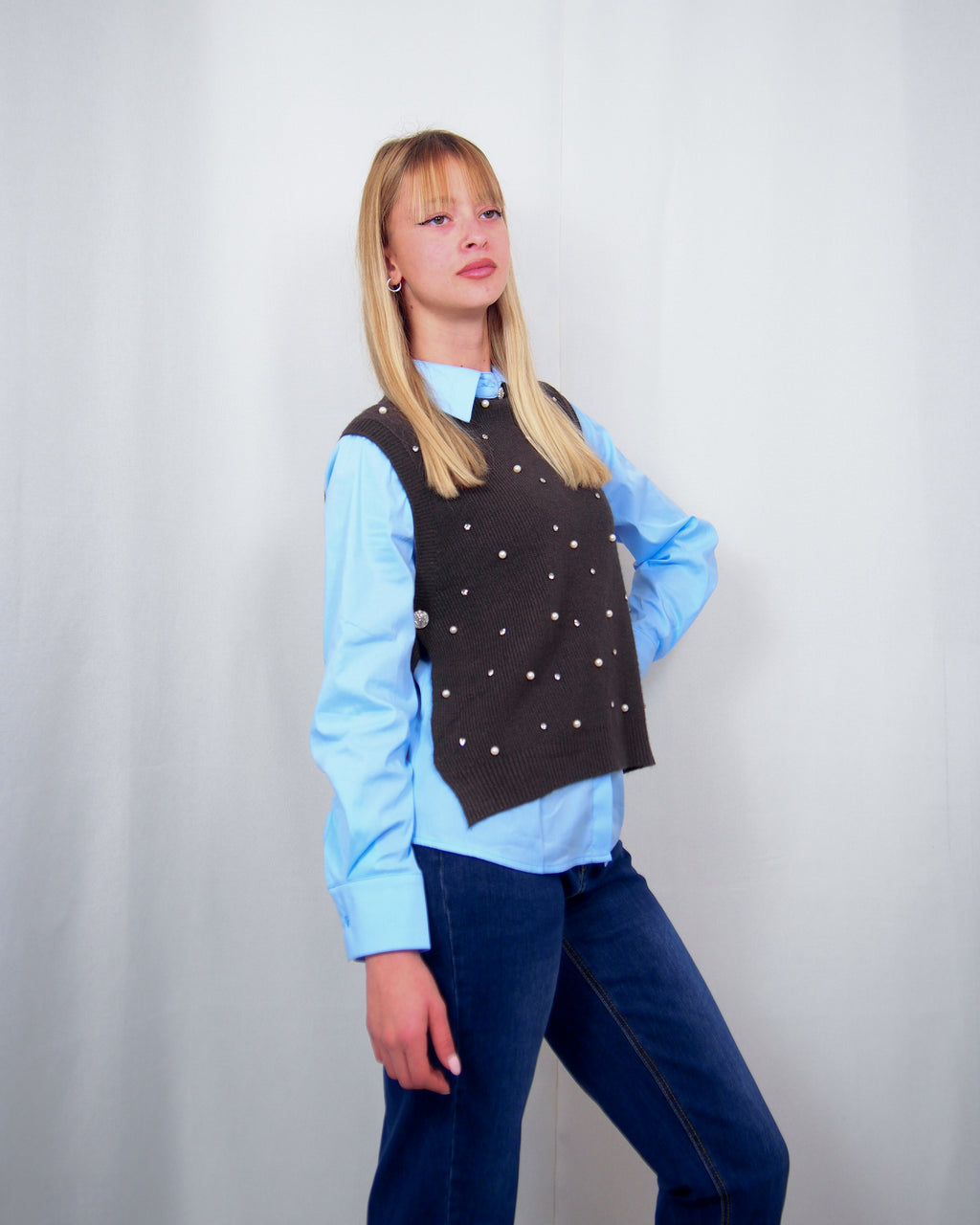 GILET IN MAGLIA DONNA CON APPLICAZIONI SUSY MIX