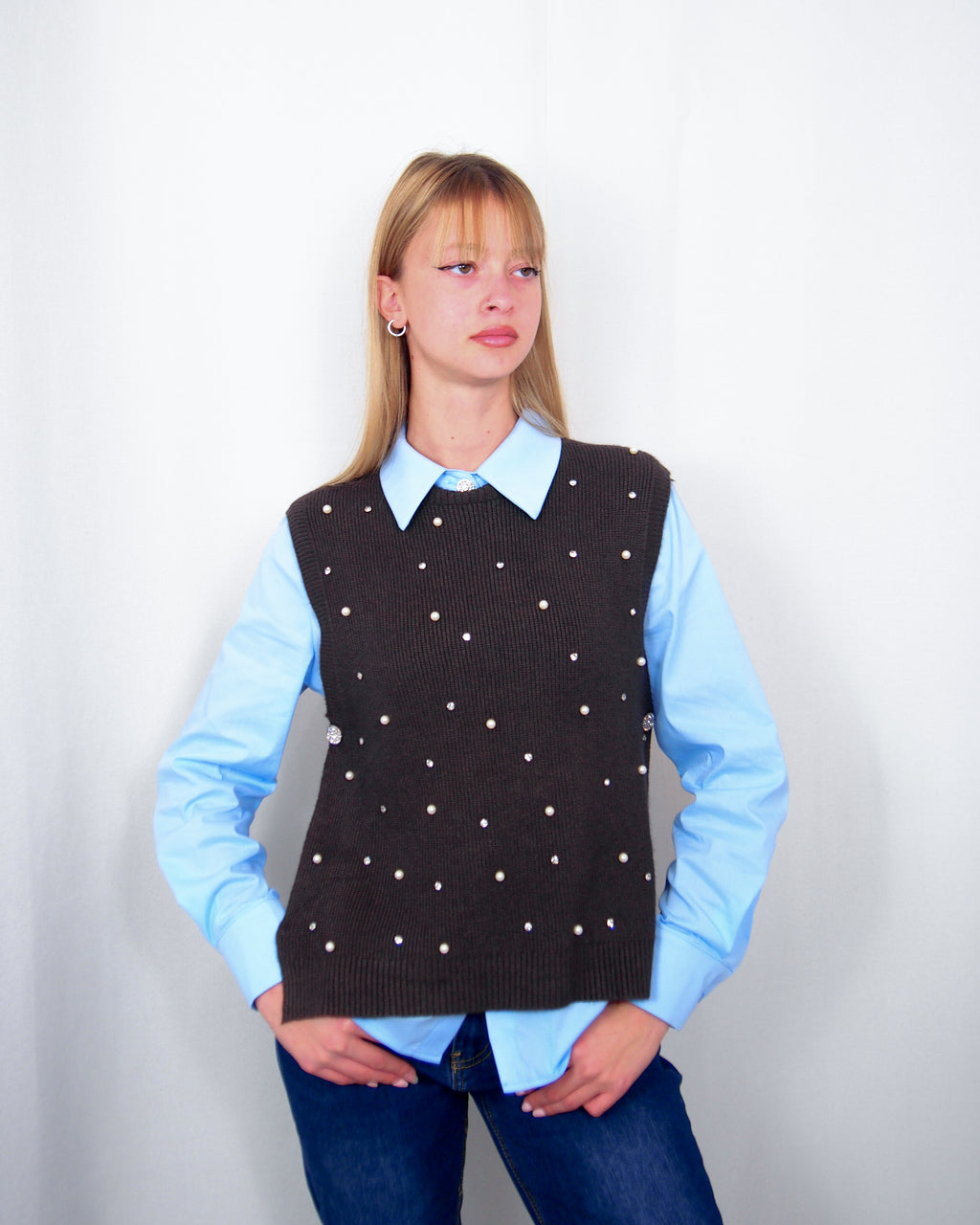 GILET IN MAGLIA DONNA CON APPLICAZIONI SUSY MIX