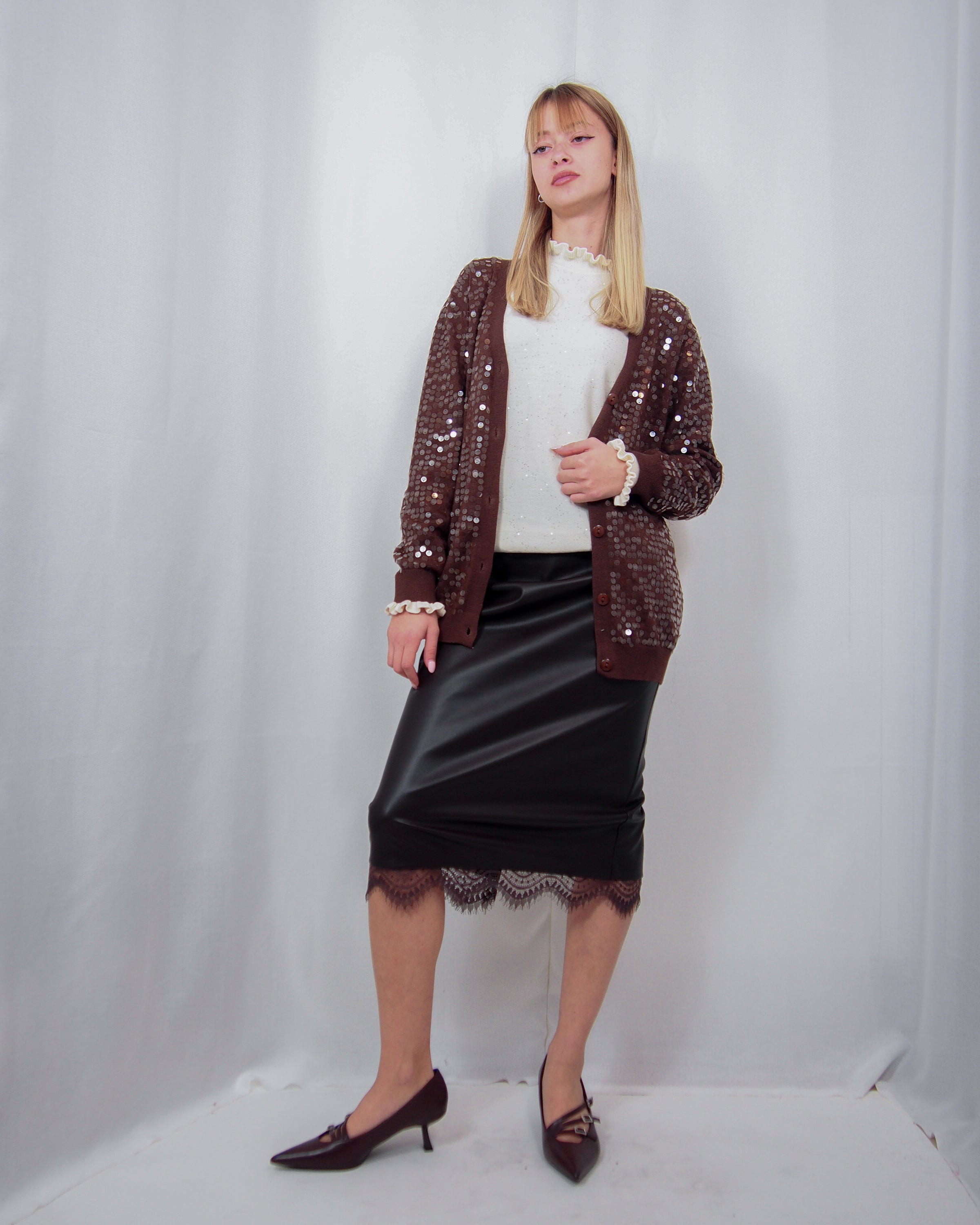 Cardigan in maglia con Paillettes SUSY MIX