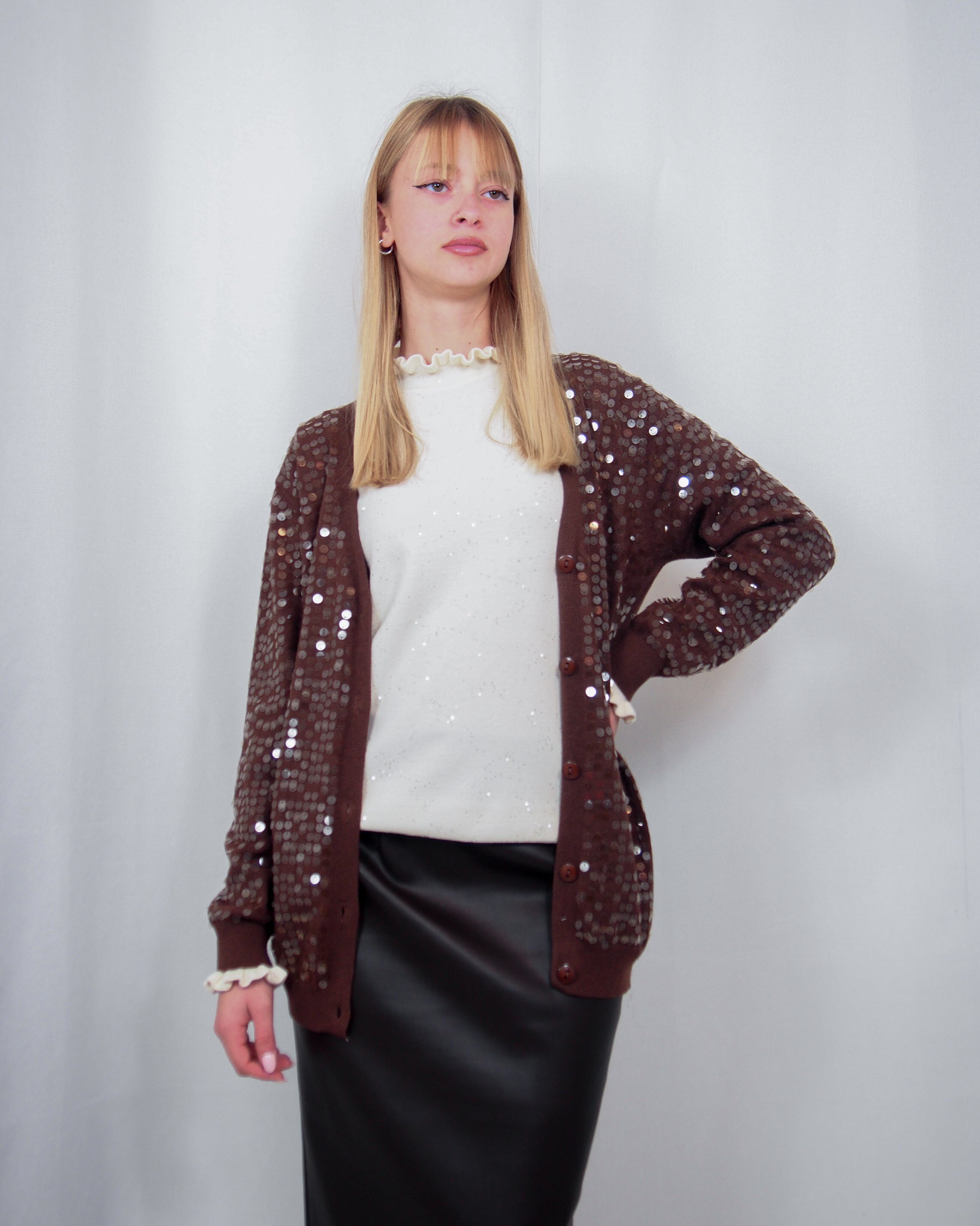 Cardigan in maglia con Paillettes SUSY MIX
