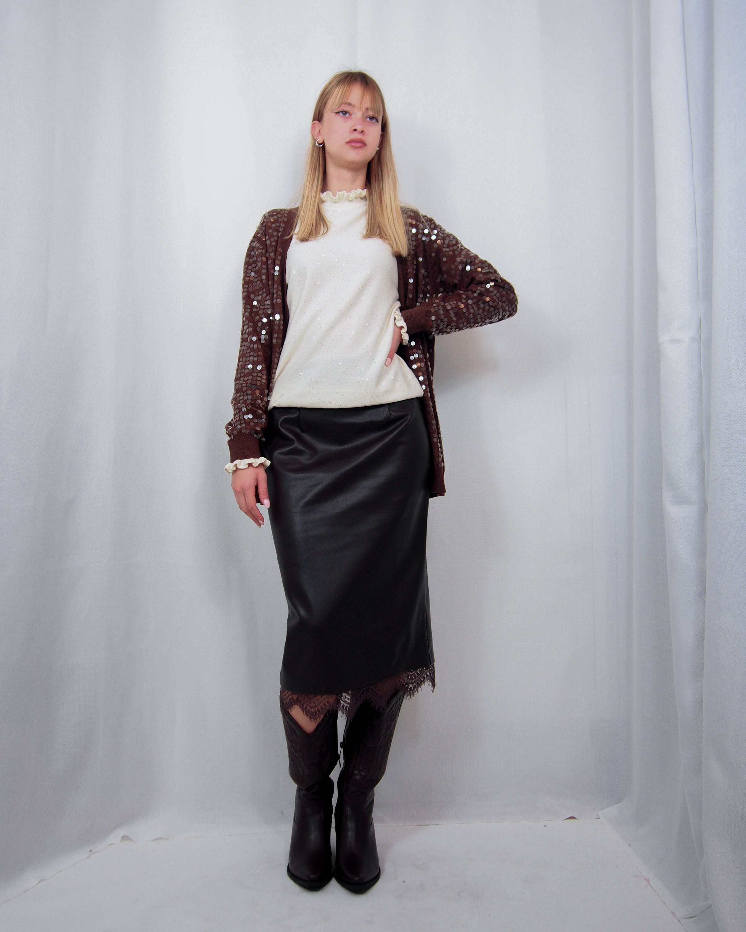 Cardigan in maglia con Paillettes SUSY MIX