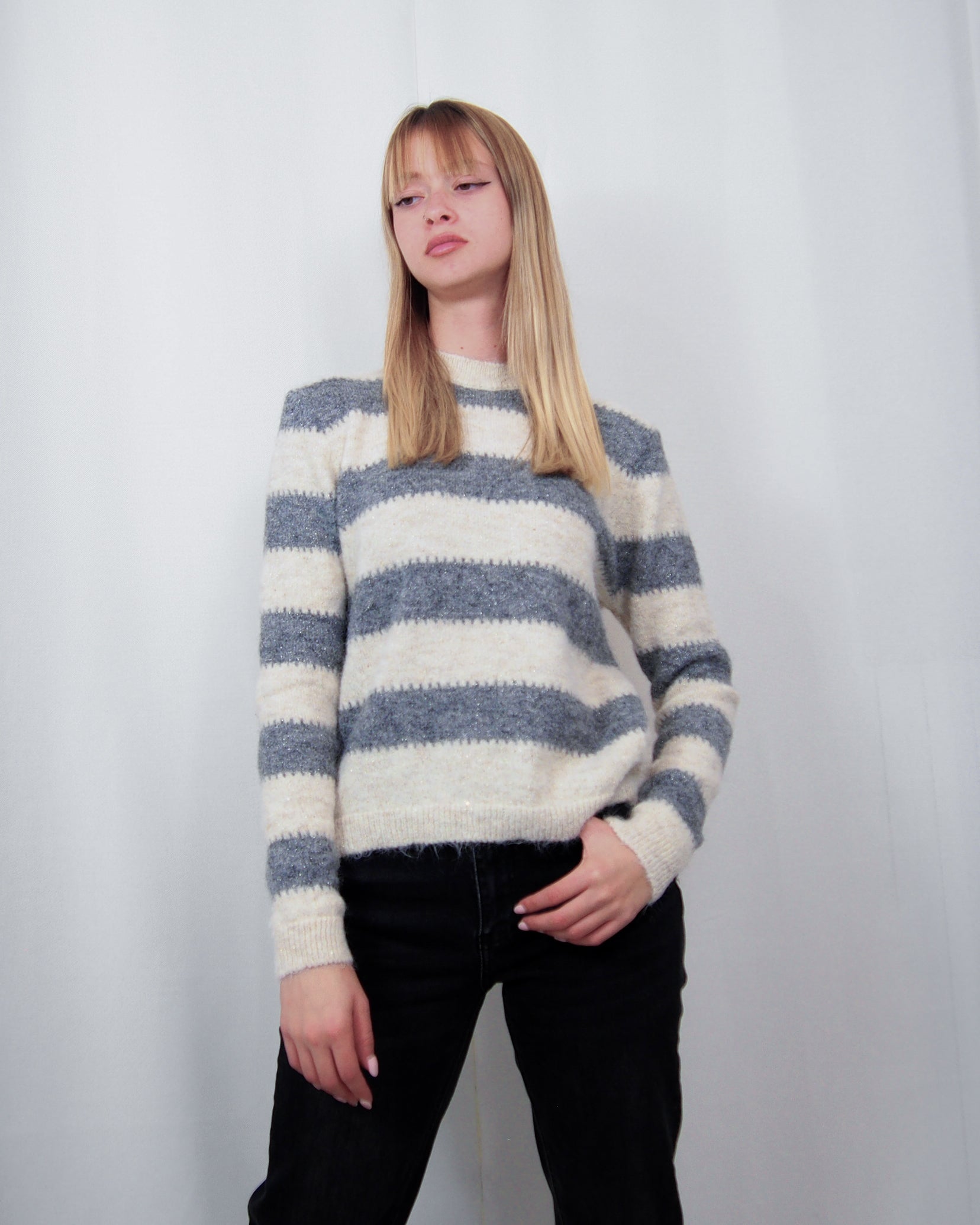 MAGLIA  GIROCOLLO A RIGHE  SUSY MIX