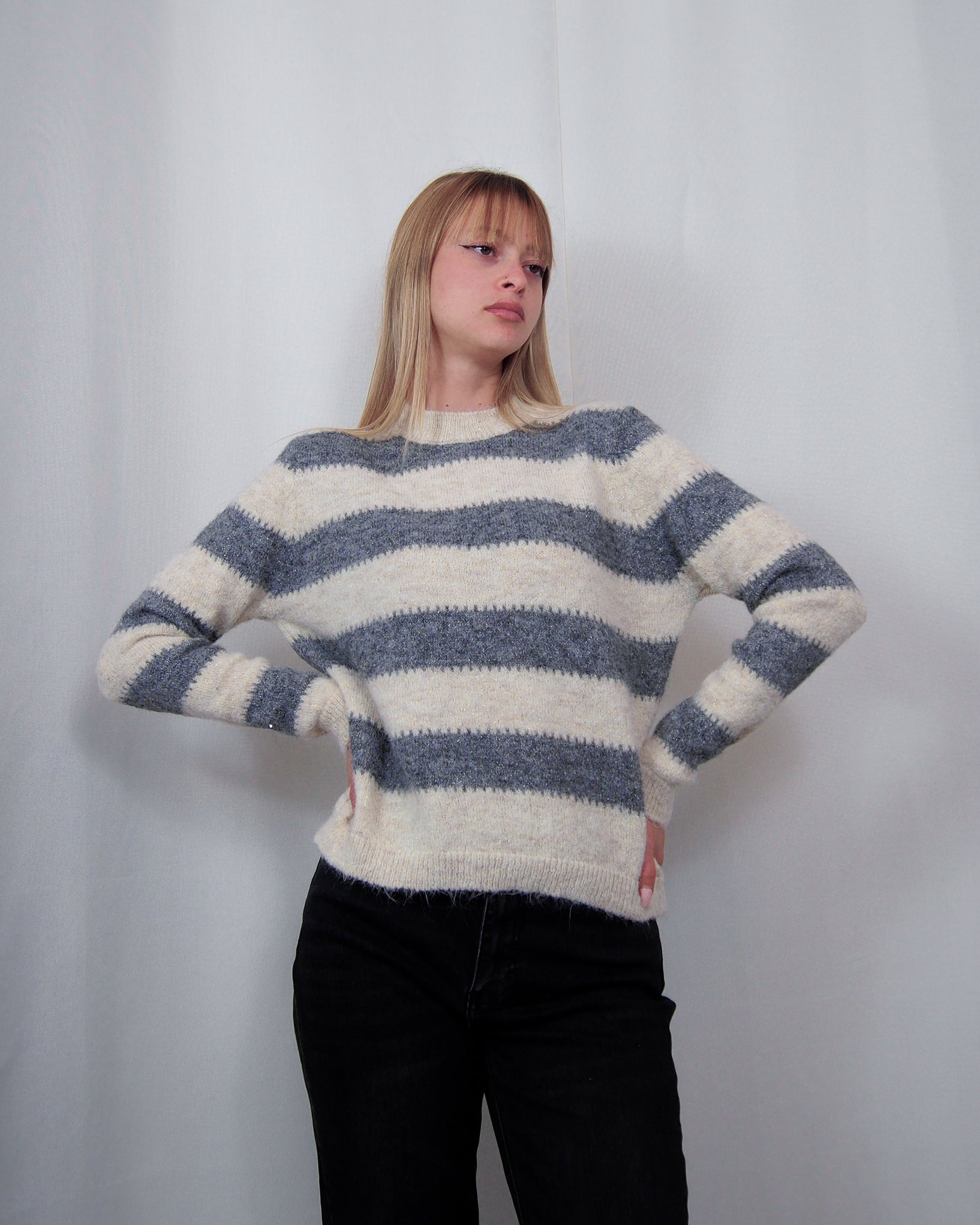 MAGLIA  GIROCOLLO A RIGHE  SUSY MIX