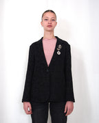 BLAZER ELEGANTE TESSUTO JACQUARD NERO.TAILLEUR COMPLETO "BLACK STRUCTURE"