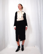 GONNA LONGUETTE NERA CON TEXTURE JACQUARD "OFFICE CHIC"