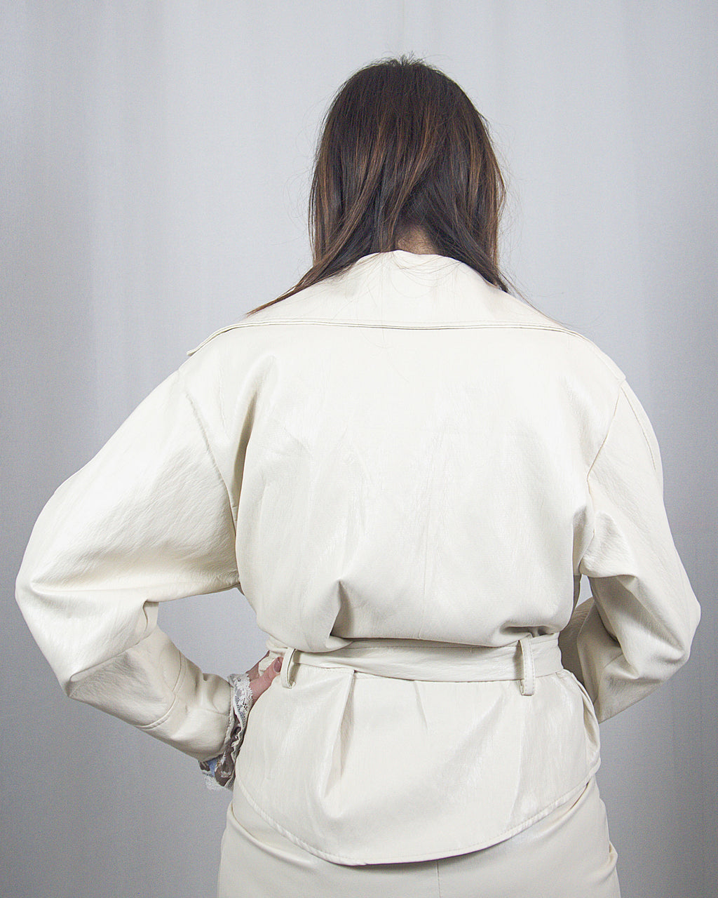 giacca in ecopelle "white"