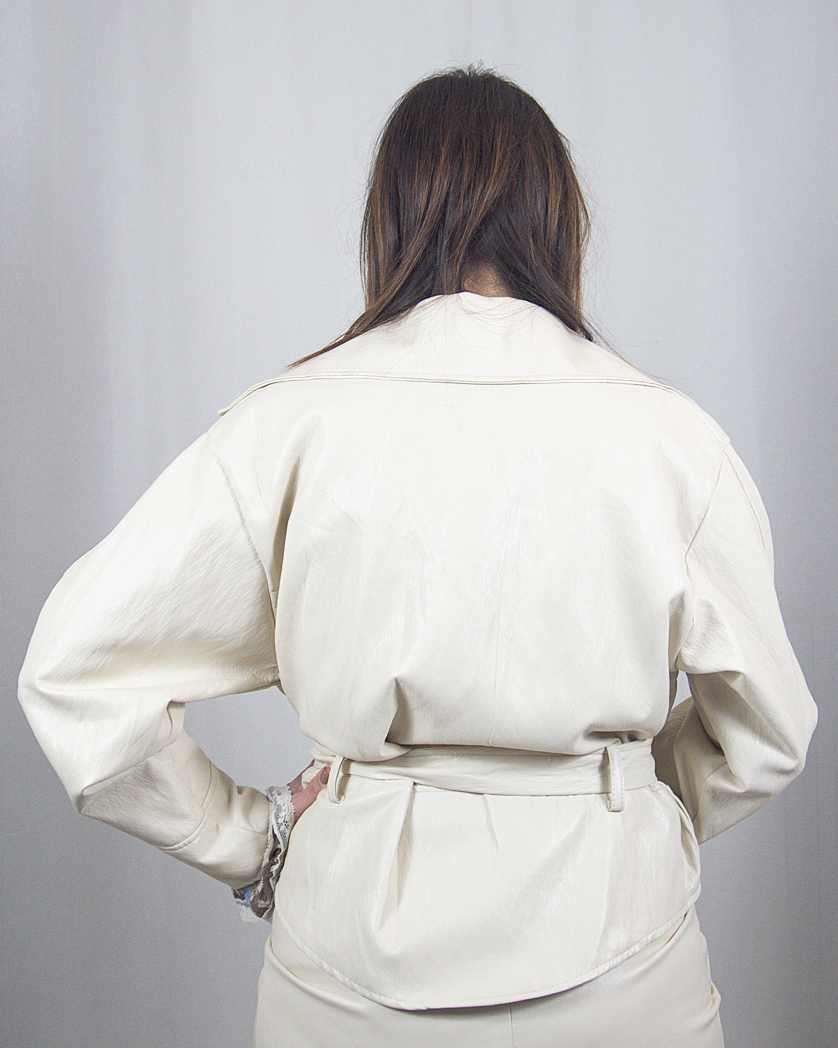 giacca in ecopelle "white"