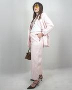 pantaloni in ecopelle rosa