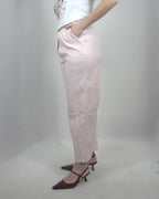 pantaloni in ecopelle rosa