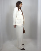 Pantaloni in tessuto fluido bianco panna
