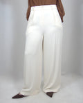 Pantaloni in tessuto fluido bianco panna