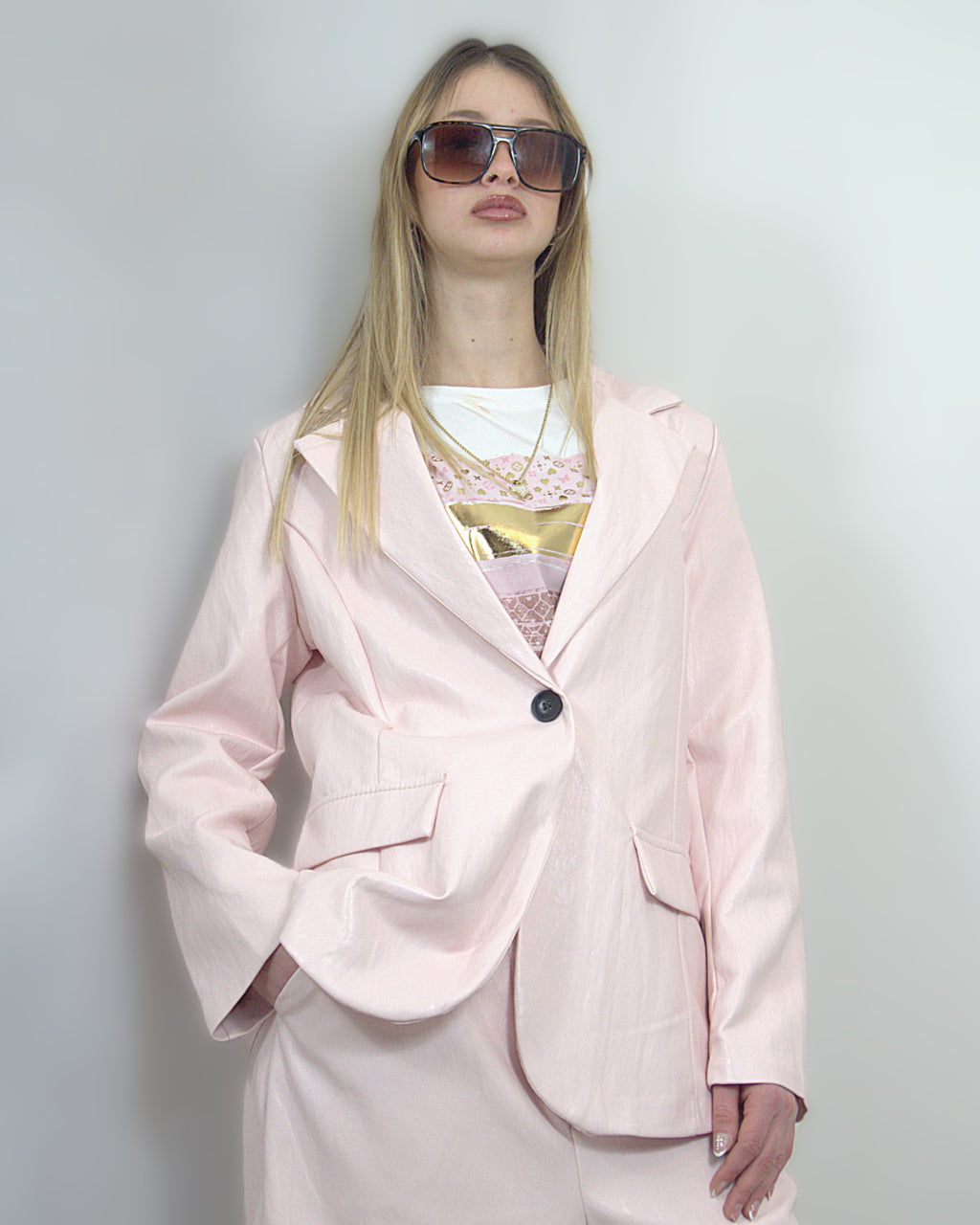 Blazer in ecopelle "pink"