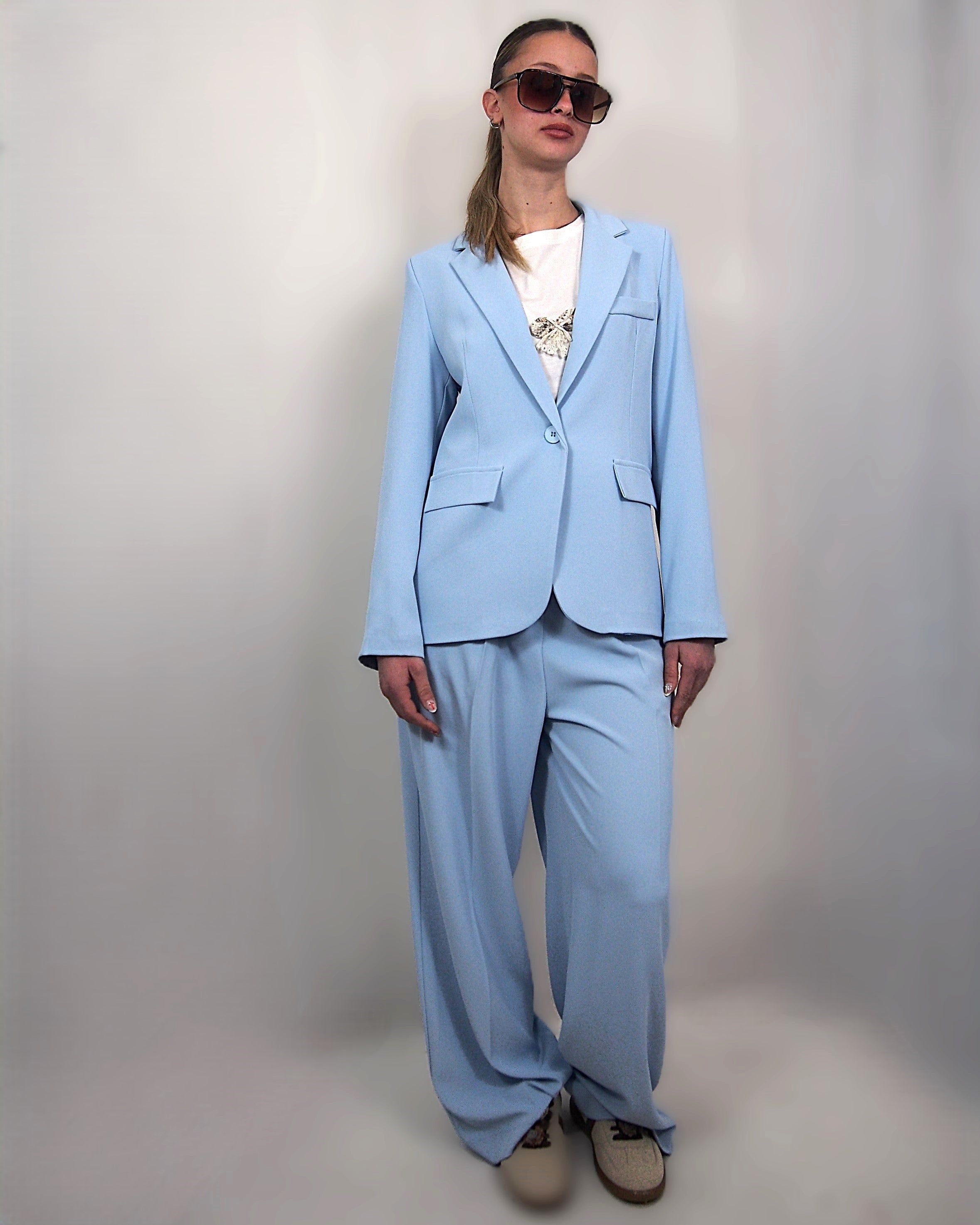 Blazer in tessuto fluido Azzurro