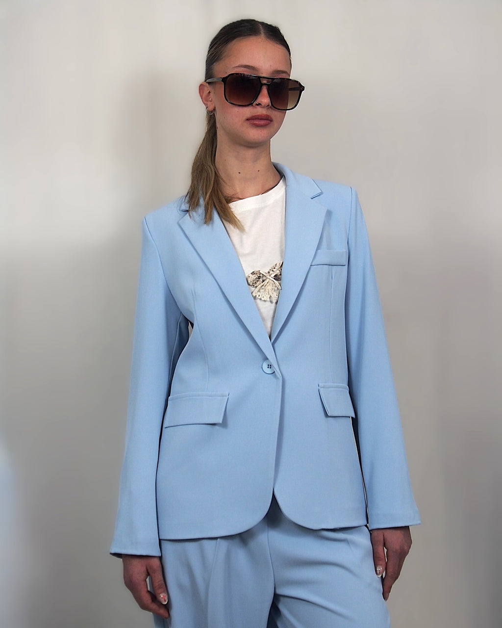 Blazer in tessuto fluido Azzurro