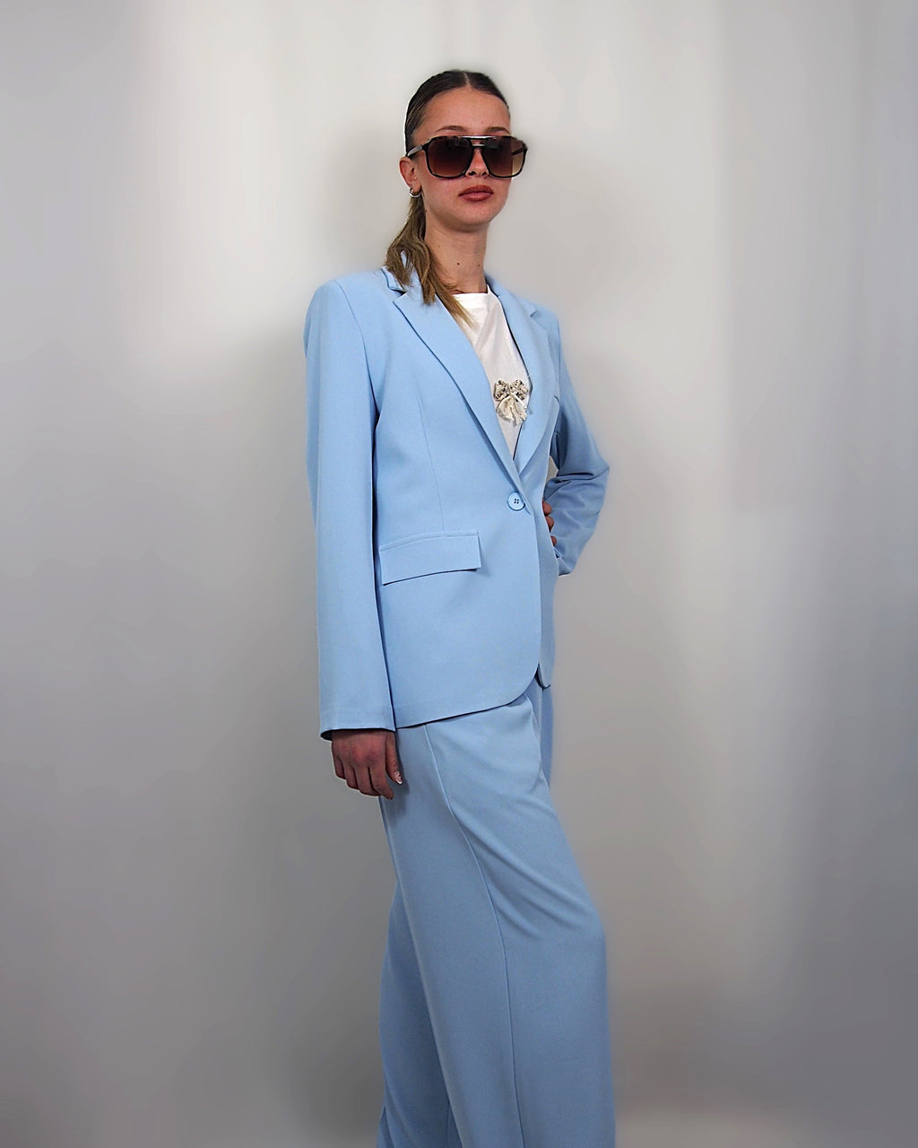 Blazer in tessuto fluido Azzurro