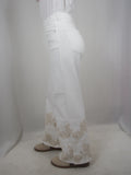 Jeans Bianco con  Ricamo Fiore