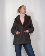 BLAZER TWEED CON COLLO IN PELLICCIA REMOVIBILE "HERITAGE"