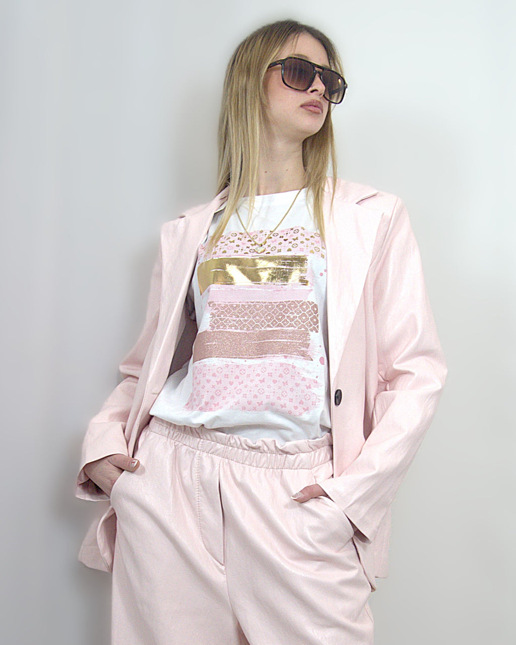 Blazer in ecopelle "pink"