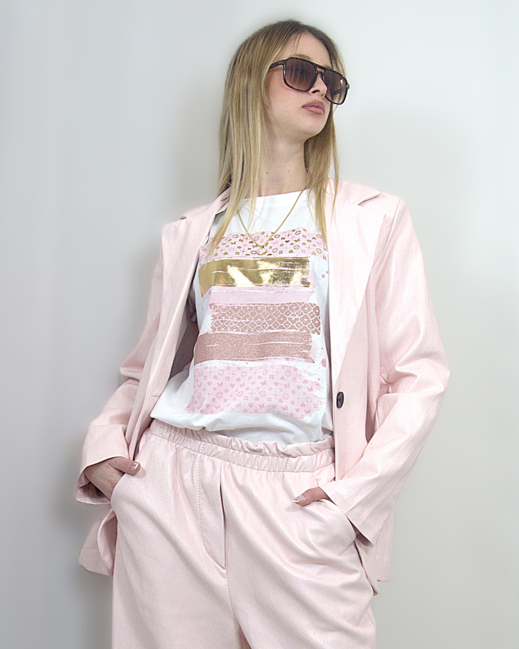 Blazer in ecopelle "pink"