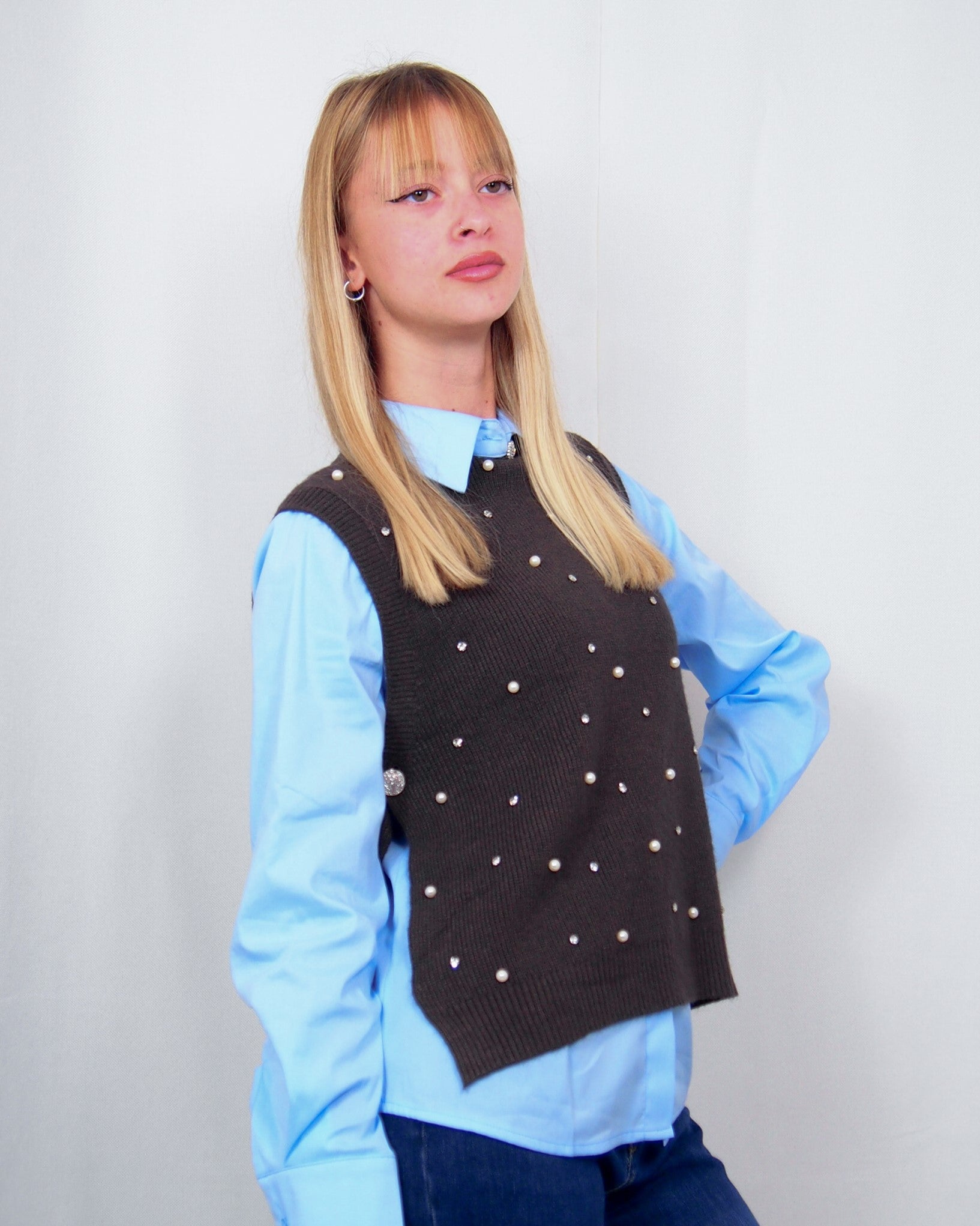 GILET IN MAGLIA DONNA CON APPLICAZIONI SUSY MIX